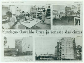 Fotografia de jornal. Recuperação do Hospital Evandro Chagas no Pavilhão Leônidas Deane. Rio de J...