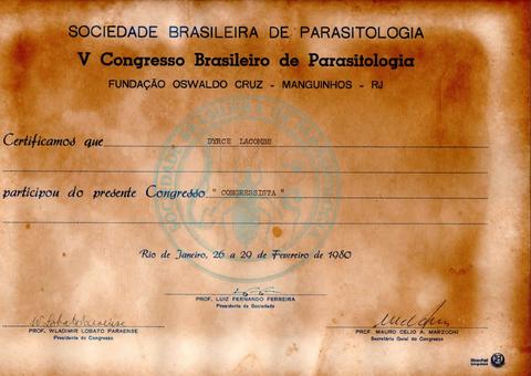 V Congresso Brasileiro de Parasitologia