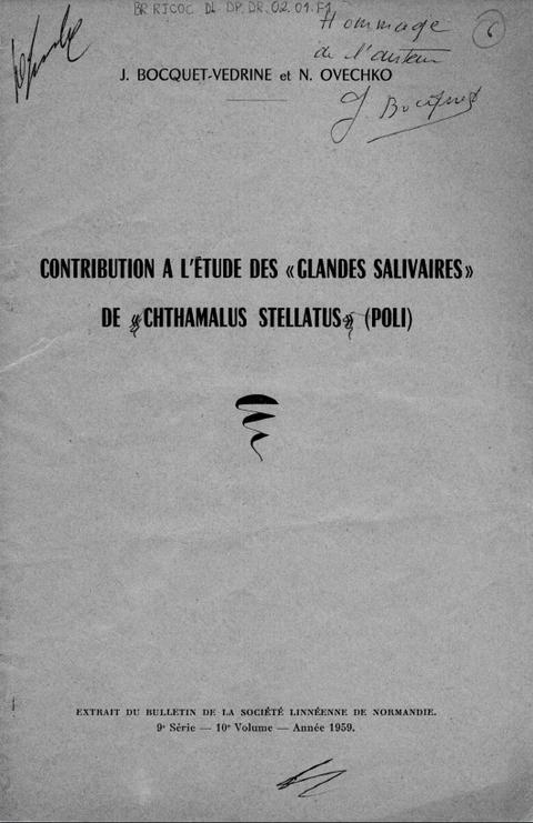 Contribution a L'étude Des Glandes Salivaires De Chthamalus Stellatus (Poli)