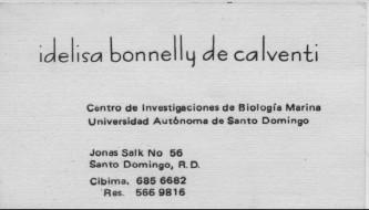 Cartão de Idelisa Bonnelly de Calventi
