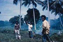 Moradores locais trabalhando no abastecimento de água em Tonga