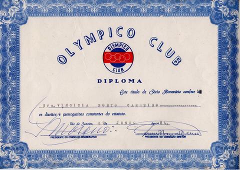 Diploma de sócio honorário do Olympico Club