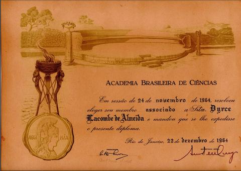 Diploma de associação à Academia Brasileira de Ciências